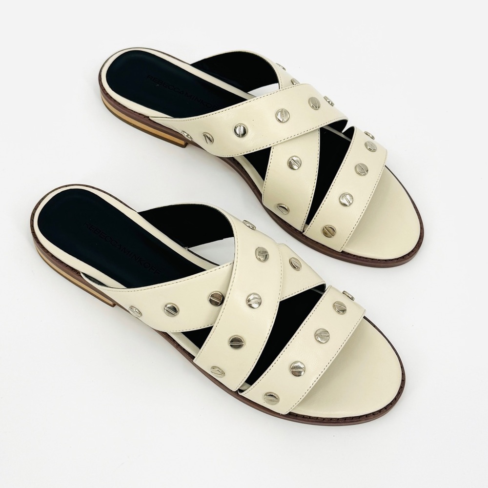 Rebecca‎ Minkoff Susie Antique White Slip On Studded Size 8.5